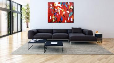 Abstract 1137- painting large format hand-painted red blue green white